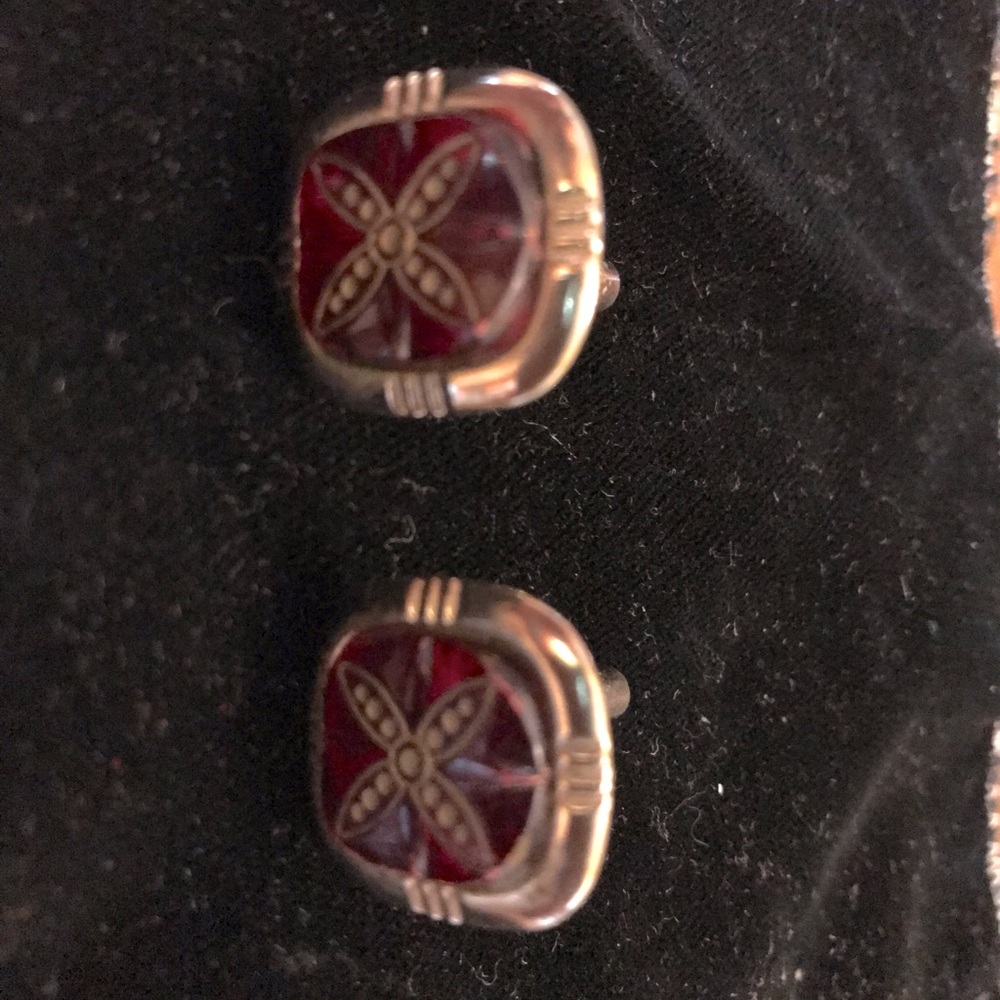 Cuff links vintage red gold